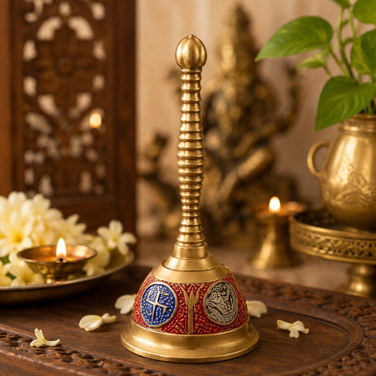 Colorful Brass Bell | Traditional Indian Home & Pooja Deco