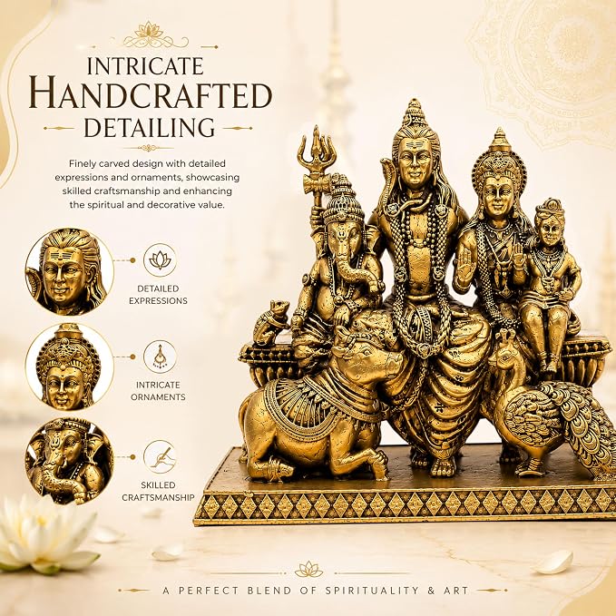 Handcrafted Brass Shiv Parivaar Idol | Premium Brass Statue | SatrangiIndia