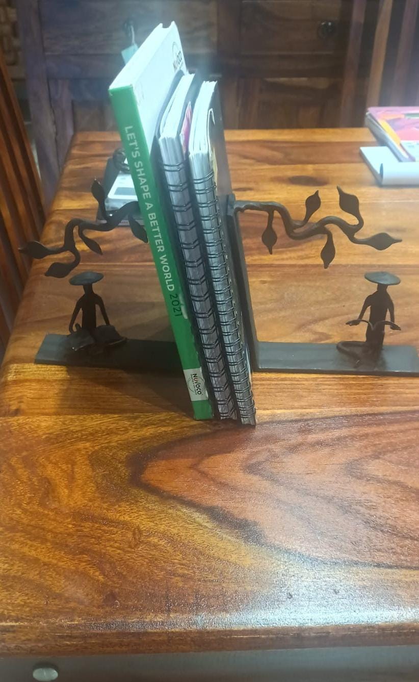 Handcrafted Metal Bookends | Tribal Book Holder -– Elegant Reading & Home Décor