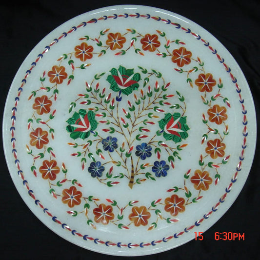 Colourful Stone inlay on Marble Wall Plates