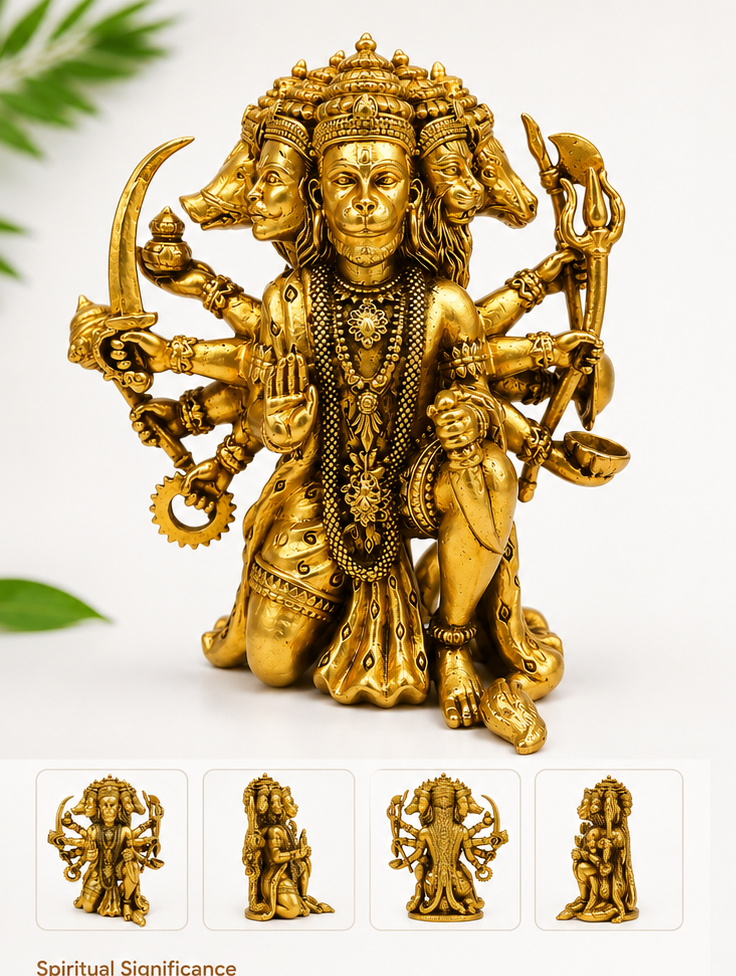 Panchmukhi Hanuman Ji Idol in Brass for Vaastu Correction