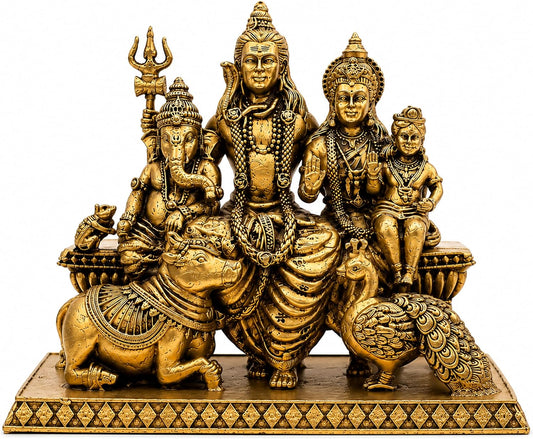 Handcrafted Brass Shiv Parivaar Idol | Premium Brass Statue | SatrangiIndia