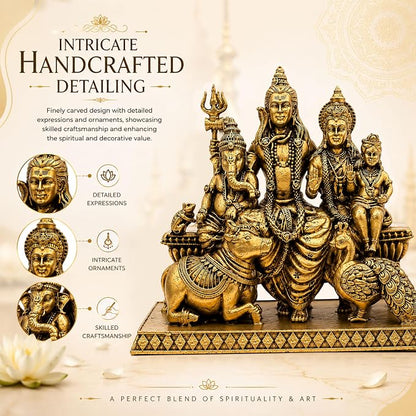 Handcrafted Brass Shiv Parivaar Idol | Premium Brass Statue | SatrangiIndia