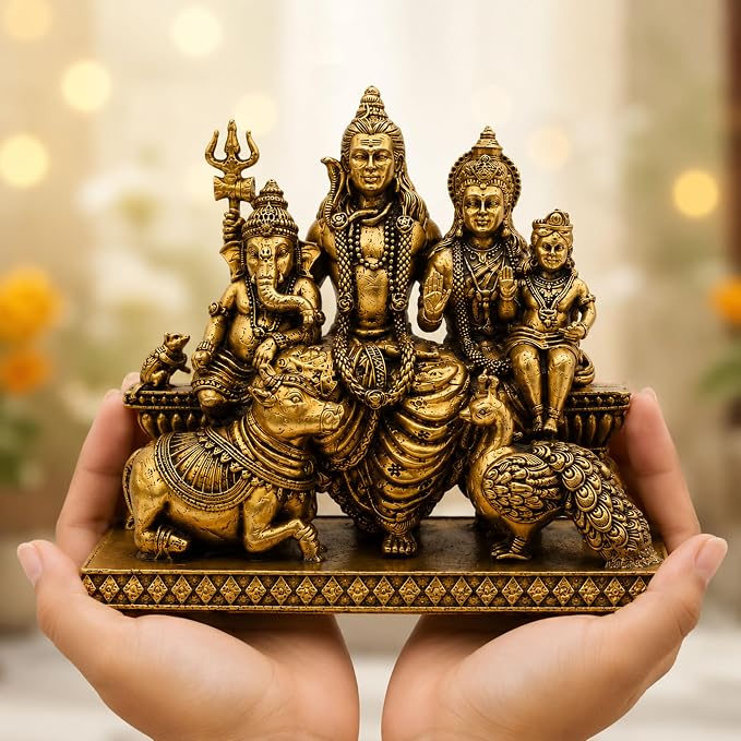 Handcrafted Brass Shiv Parivaar Idol | Premium Brass Statue | SatrangiIndia