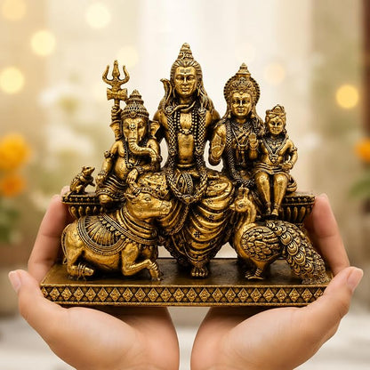 Handcrafted Brass Shiv Parivaar Idol | Premium Brass Statue | SatrangiIndia