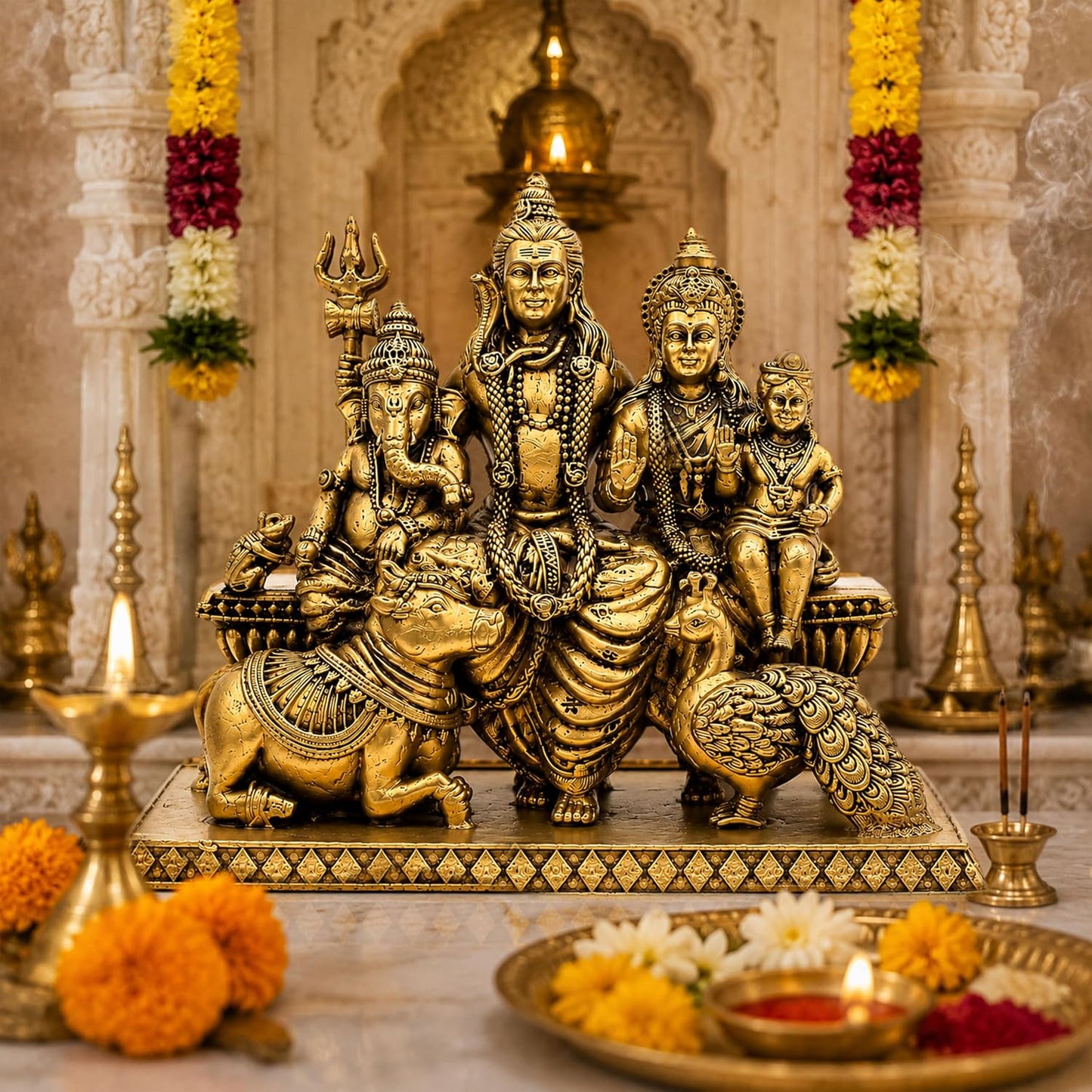 Handcrafted Brass Shiv Parivaar Idol | Premium Brass Statue | SatrangiIndia